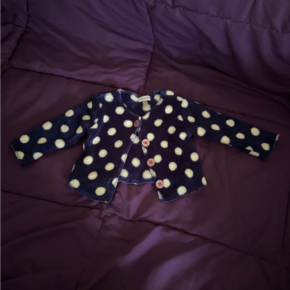 Polka Dot baby cardigan- Navy and Cream
